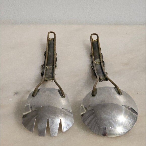 Decorative Wall Hanging Fork and Spoon Custom Mixed Metal Pair Salad Cutlery - Picture 5 of 8